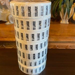 Clothing size strip labels, store supply